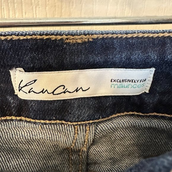 KanCan | Womens 22 High Rise Ripped Distressed Americana Dark Wash 5 in Shorts - Picture 9 of 10